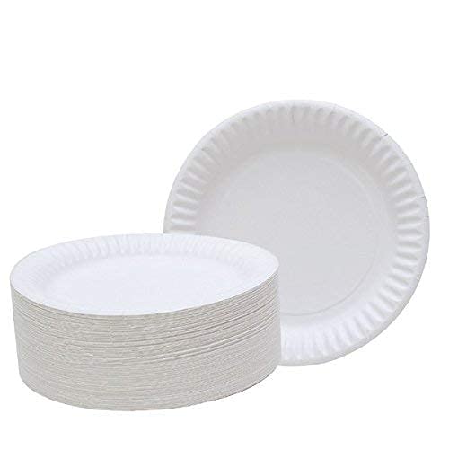 Concession Essentials - Plato de papel de 9 pulgadas sin revestimiento, color blanco, 200 unidades