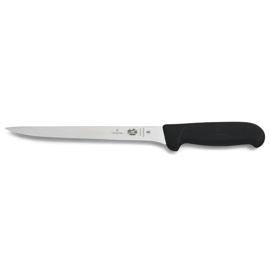 Victorinox Fibrox Pro - Cuchillo de filete de 8 pulgadas con borde recto y mango flexible negro