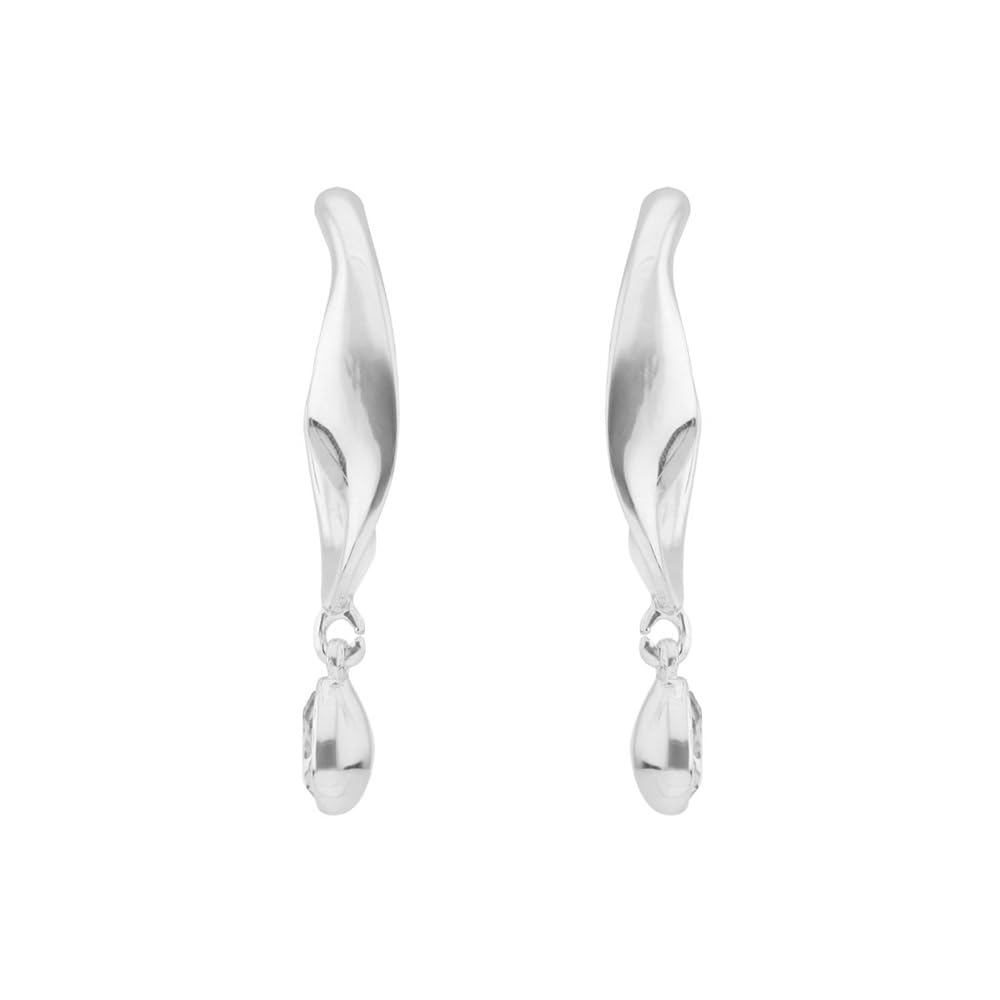 Nine West Aretes Color Plateado Twisted Crystal Stones En Forma Varias De Terminado Brillante para Mujer