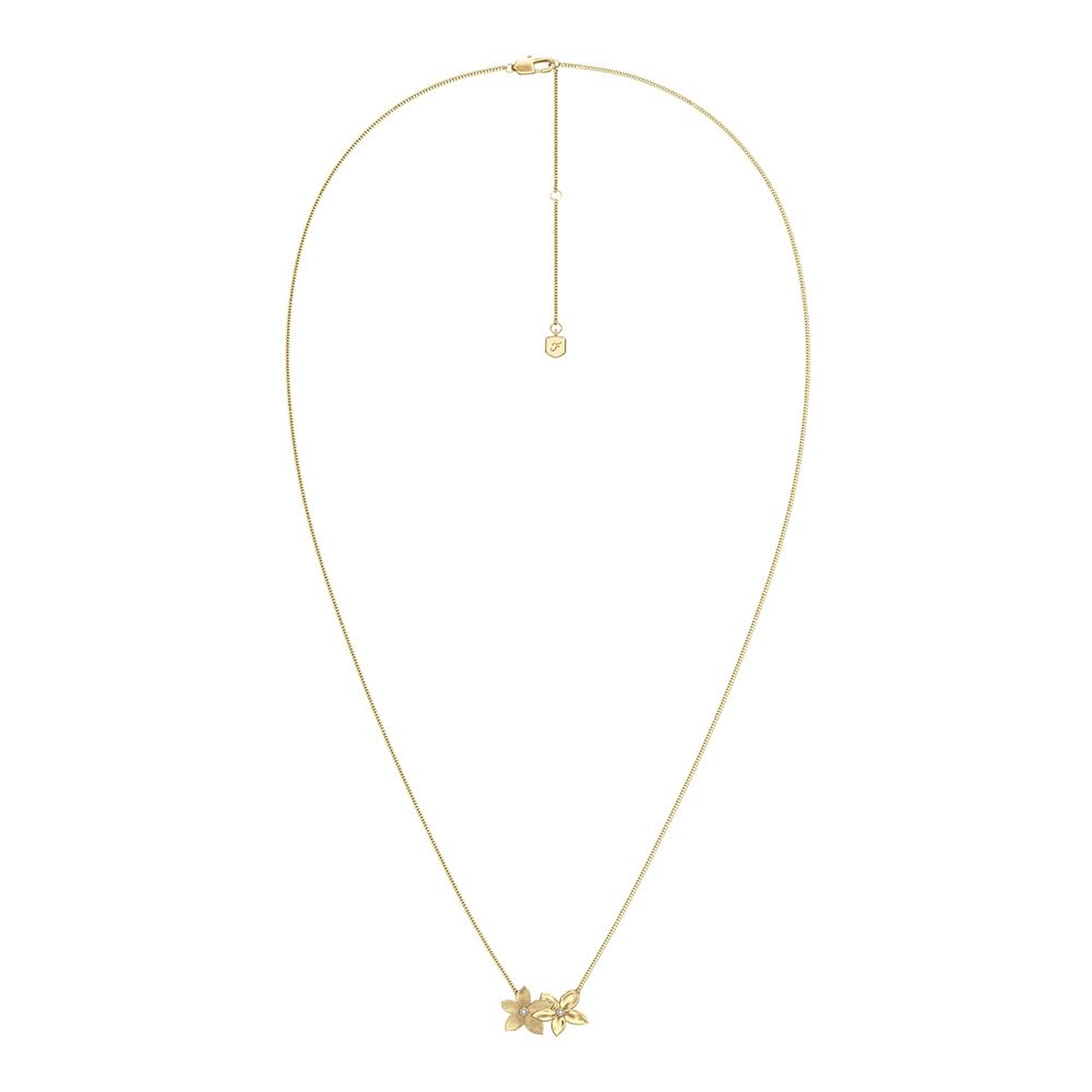 Collar con colgante Sutton The Flower Collection de Fossil para mujer de acero inoxidable en tono dorado, JF04970710