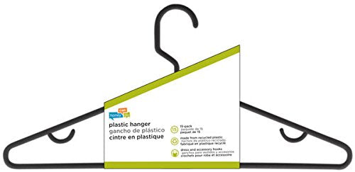 Honey-Can-Do HNG-01520 Recycled Plastic Hangers, Black, 15-Pack