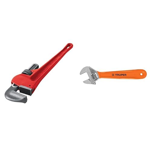 Pretul STI-18P, Llave para tubo, Stilson, 18", Pretul + Truper PET-8X, Perico, mango comfort grip, cromado 8"