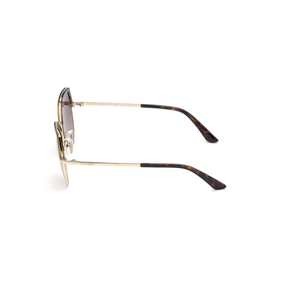 Guess Lentes de Sol GU7736 para Mujer, Color Habana Oscura con Armazón Metálico y Micas Humo Degradado con Protección UV Nivel 3