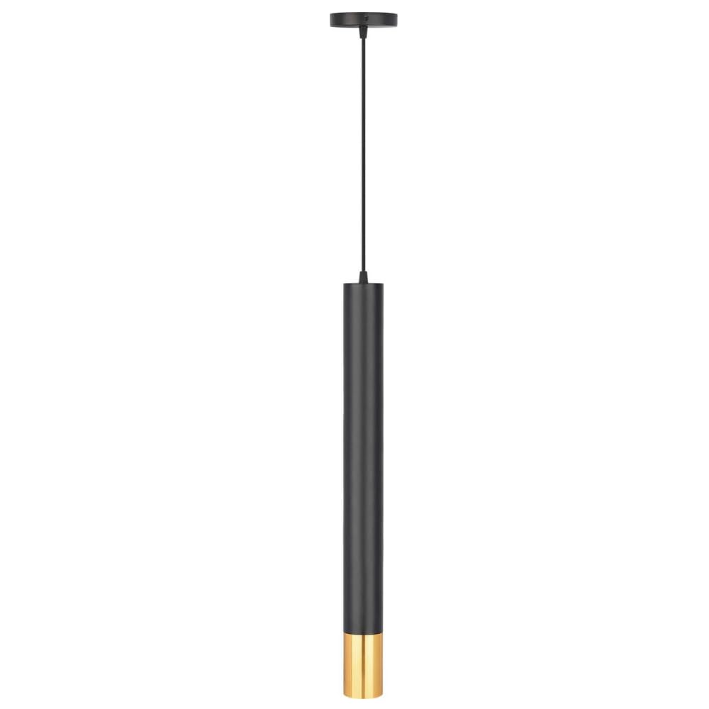 Lámpara Colgante Decorativa Cilíndrica Negro y Oro ARTLITE, Base GU10, Cable Ajustable 120 cm, Diseño Moderno para Cocina, Comedor, Restaurante y Bar