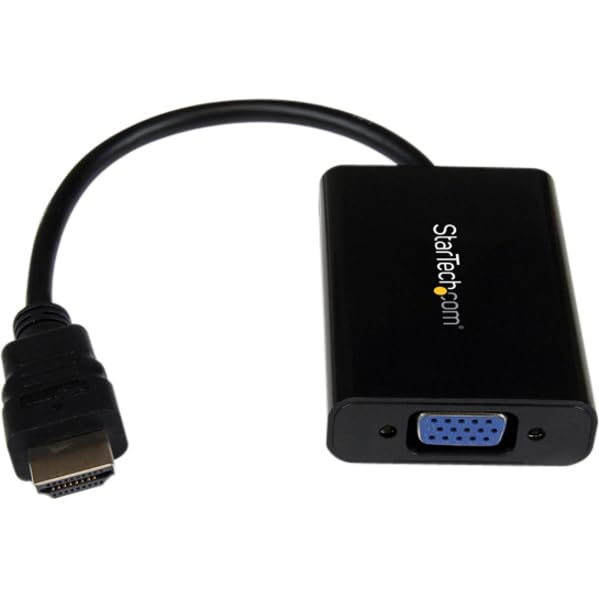 StarTech HD2VGAA2 Cable Adaptador Externo Convertidor de Video/Audio HDMI a VGA, HD15 Hembra, HDMI Macho, Mini Jack Hembra, 1920x1200, Negro