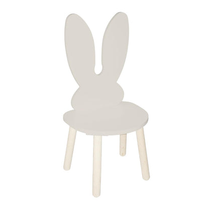 DUDUK Silla Infantil de Madera con Forma de Conejo - Gris claro