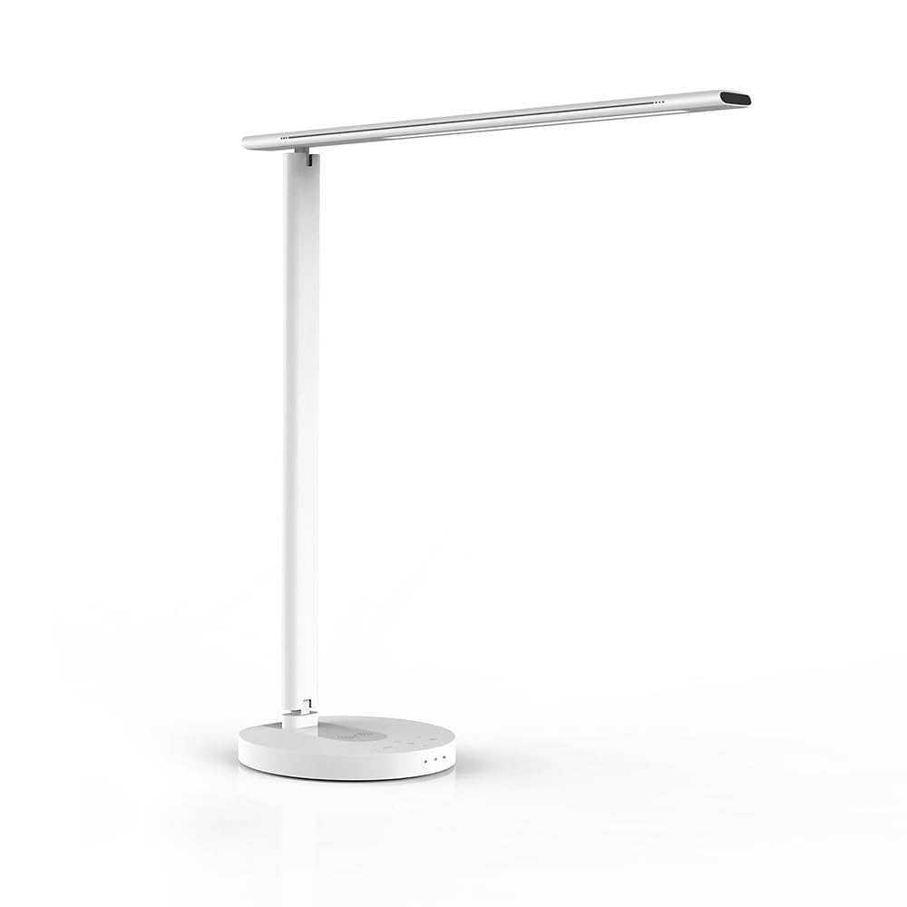 Tecnolite Connect - Lámpara de Mesa Inteligente WiFi LED 12 W con Estación de Carga Inalámbrica, Entrada USB, Luz Blanca Ajustable, Compatible con App móvil, Alexa, Google y Siri, Lámpara Interior