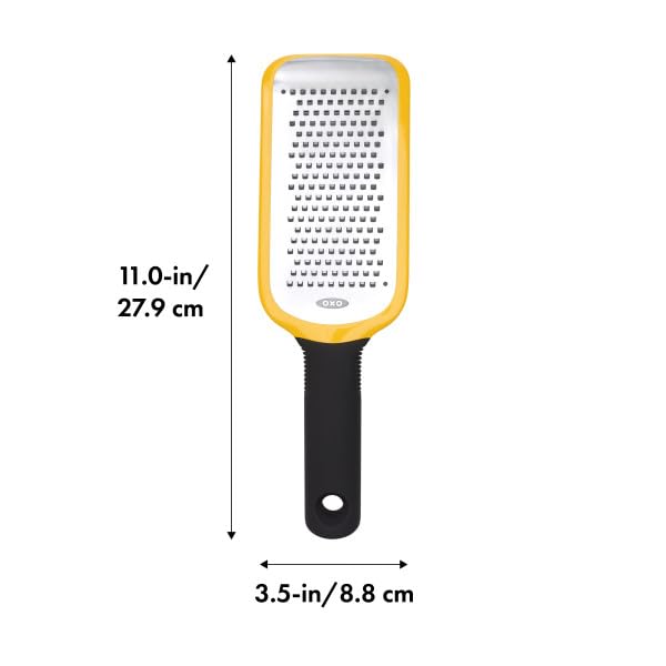 Oxo 11215900 Rallador para Verduras Acero Ama/Negro | Cubierta a presión, agarre antideslizante, zester, ideal para rallar parmeseano, queso, chocolate, nuez moscada