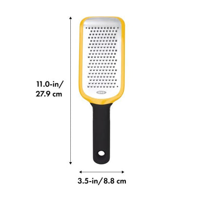 Oxo 11215900 Rallador para Verduras Acero Ama/Negro | Cubierta a presión, agarre antideslizante, zester, ideal para rallar parmeseano, queso, chocolate, nuez moscada
