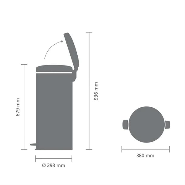 Brabantia - Bote de basura con cubeta interior de plástico, acero brillante, 7 galones