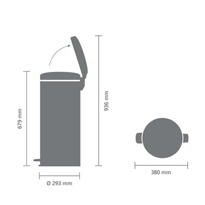 Brabantia - Bote de basura con cubeta interior de plástico, acero brillante, 7 galones