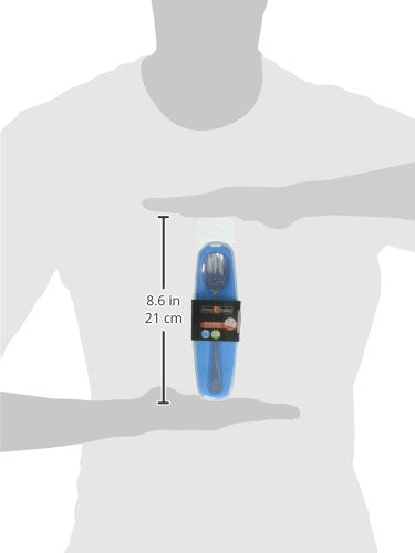 Innobaby DIN DIN Smart Cuchara y Tenedor de Acero Inoxidable con Estuche de Transporte. Juego de Utensilios para niños y niños pequeños. Sin BPA. Azul.