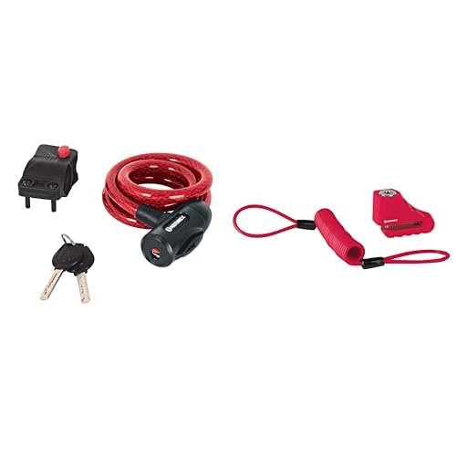HERMEX CB-12, Candado de cable con llave, 12 mm X 1.0 m + CB-55 Candado para disco de motocicleta, perno de 5.5 mm