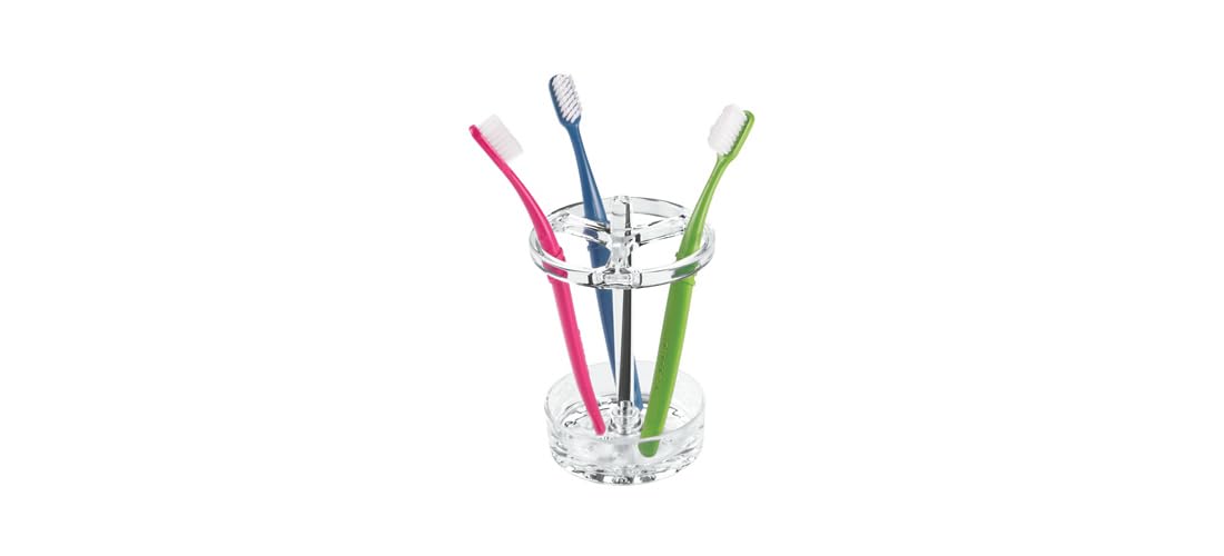 InterDesign Eva Soporte para cepillos de Dientes, Gran portacepillos en plástico, Organizador de baño para cepillos dentales, Transparente