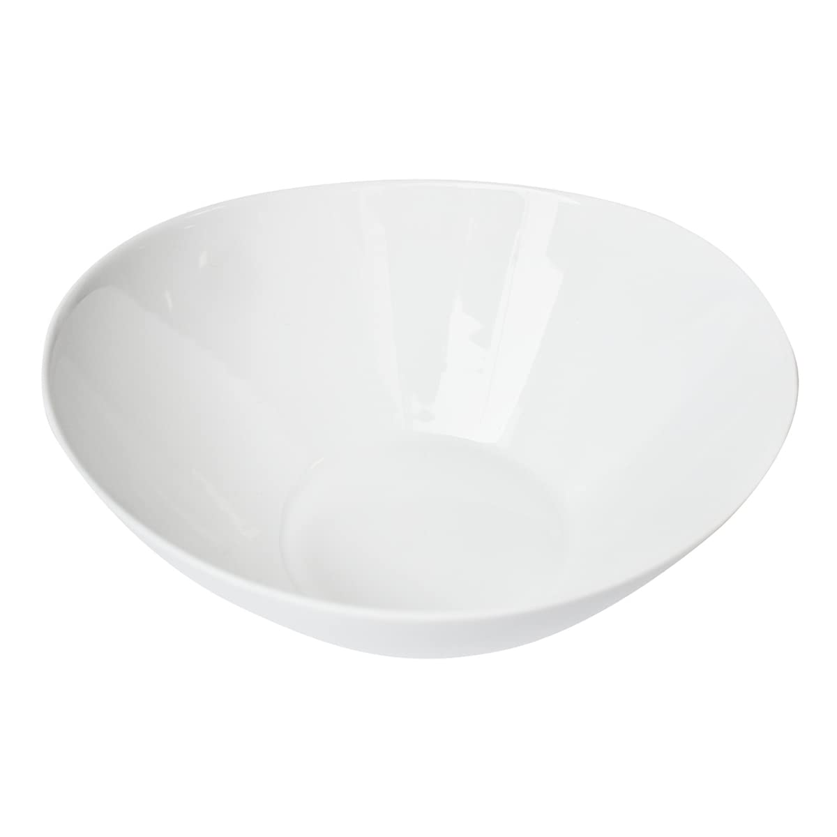 Trilogy | Ensaladera Grande o Bowl, Elegante y Moderno con Diseño Ovalado, Vidrio Opal Templado Ultra Resistente, Colección Greco, Blanco, 25 * 24 cm, Hecho en Italia