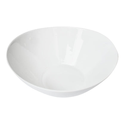 Trilogy | Ensaladera Grande o Bowl, Elegante y Moderno con Diseño Ovalado, Vidrio Opal Templado Ultra Resistente, Colección Greco, Blanco, 25 * 24 cm, Hecho en Italia