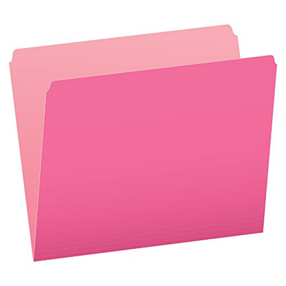 Pendaflex 152PIN - Carpetas de archivo de colores, corte recto, pestaña superior, letra, rosa/rosa claro, caja de 100 unidades