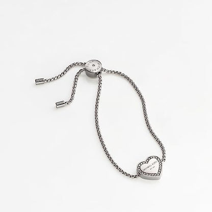Michael Kors Logo Silver-Tone Slider Bangle Bracelet
