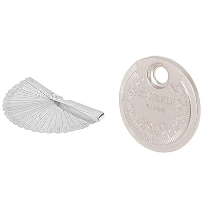Truper Calibrador de Hojas para Bujías, Acero al Manganeso - 15 hojas - Calibrador