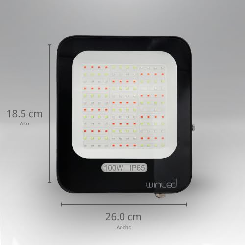 Reflector Winled WRE-015 Slim LED 50W SMD RGB Con Control Remoto, Multicolor, 6,000 Lúmenes Maximo. 16 Colores, Encendido, Apagado, 4 Programas y Atenuador, IP65 Ideal para Exteriores e Interiores