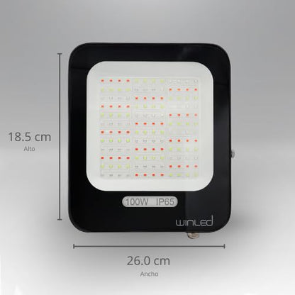 Reflector Winled WRE-015 Slim LED 50W SMD RGB Con Control Remoto, Multicolor, 6,000 Lúmenes Maximo. 16 Colores, Encendido, Apagado, 4 Programas y Atenuador, IP65 Ideal para Exteriores e Interiores