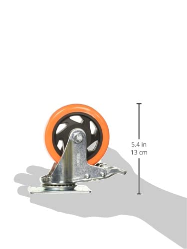 Surtek RV10B Rodaja de PVC naranja giratoria con freno 4"