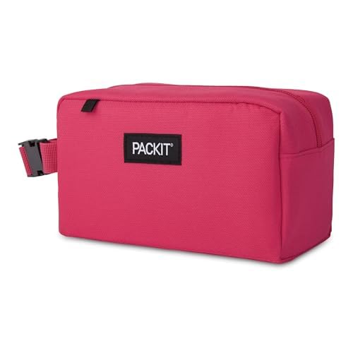 PackIt® - Caja de aperitivos congelable, magenta, construida con tecnología ECOFREEZE®, plegable, reutilizable, cierre de cierre con asa de hebilla, diseñada para aperitivos de trabajo, aperitivos