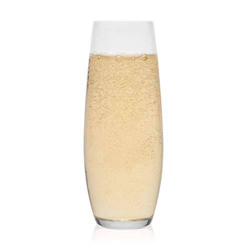 Libbey Juego de 6 Copas Flauta de Vidrio Stemless de 283 ml