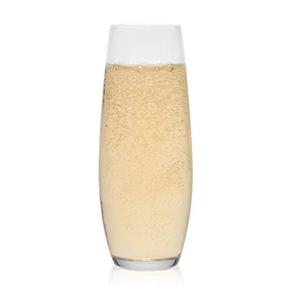 Libbey Juego de 6 Copas Flauta de Vidrio Stemless de 283 ml