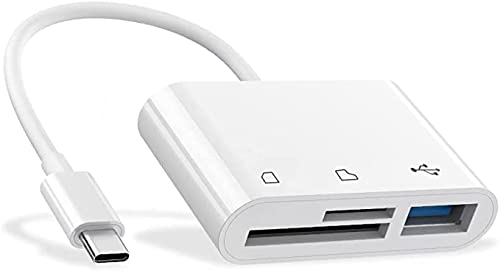 3 en 1 Lector de Tarjetas USB C a SD, Lector de Tarjetas de Memoria Micro SD, Lector de Tarjetas SD/Micro SD/USB 3 en 1 Tipo C Kit Conexión de Cámara USB 3 en 1