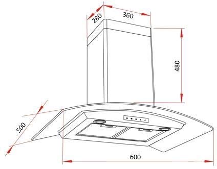 ODIPO Campana Marex 60cms Cristal Curvo Tipo Pared Control Electrico