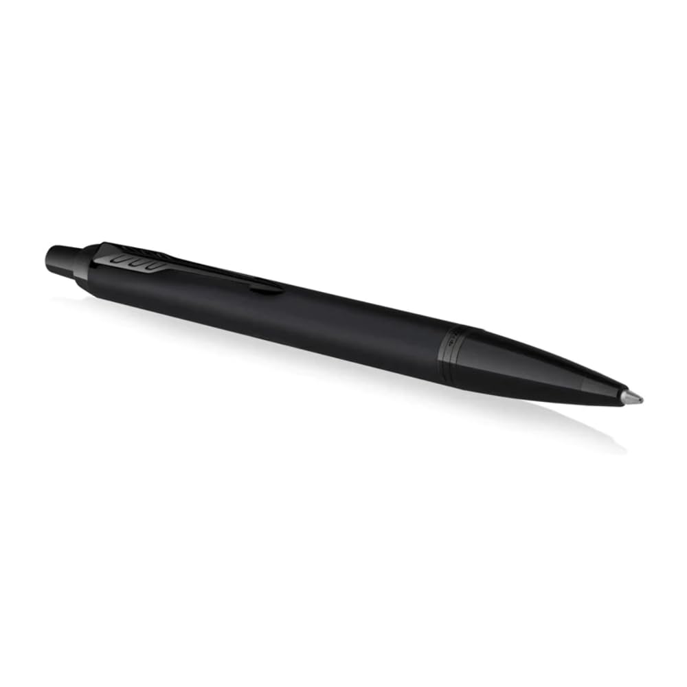 Bolígrafo Parker IM | Negro mate con adorno negro | Punta mediana con repuesto de tinta negra | Caja de regalo