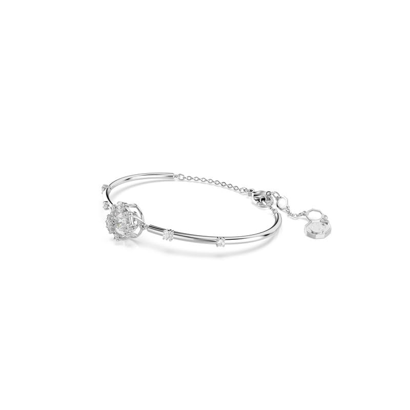 pulsera Swarovski Constella, corte redondo, diseño de Swarovski One, blanco, baño de rodio