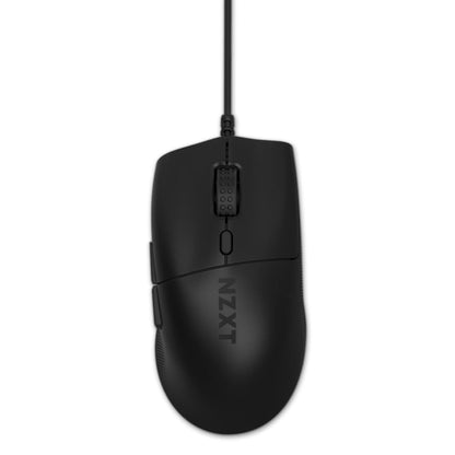 NZXT Lift 2 Ergo | Ratón para Juegos con Cable Ligero y ergonómico | Diseño Ligero de 61 g | Tasa de sondeo de 8K | Interruptores ópticos | Sensor óptico PPP de 26K | Pies de PTFE 100% | Negro