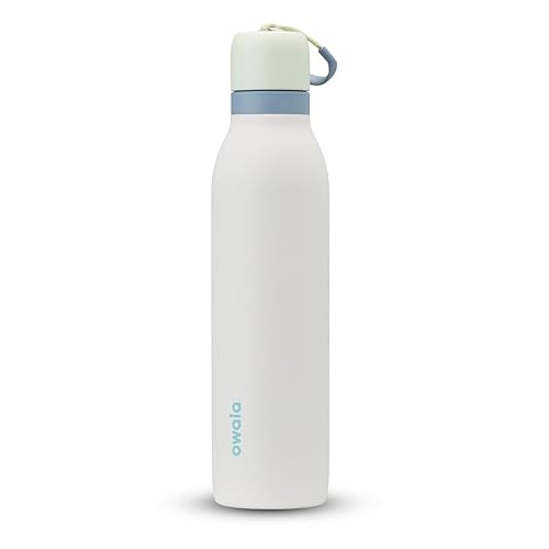 Owala FreeSip Twist Insulated Stainless Steel Water Bottle with Straw for Sports and Travel, BPA-Free, 24-oz, Green/White (Iced Breeze)