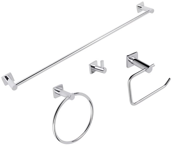 Urrea 1002CL Juego de 4 Piezas de Accesorios Modernos para baño, Latón y Acero Inoxidable cromados, garantía de 100 años en Defectos de fabricación y 10 en Acabado Cromo