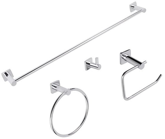 Urrea 1002CL Juego de 4 Piezas de Accesorios Modernos para baño, Latón y Acero Inoxidable cromados, garantía de 100 años en Defectos de fabricación y 10 en Acabado Cromo