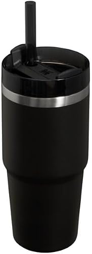 Stanley Quencher H2.0 - Vaso con popote de 14 onzas, tapa giratoria de 3 vías, compatible con portavasos para viajes, taza de acero inoxidable aislada, sin BPA, negro 2.0
