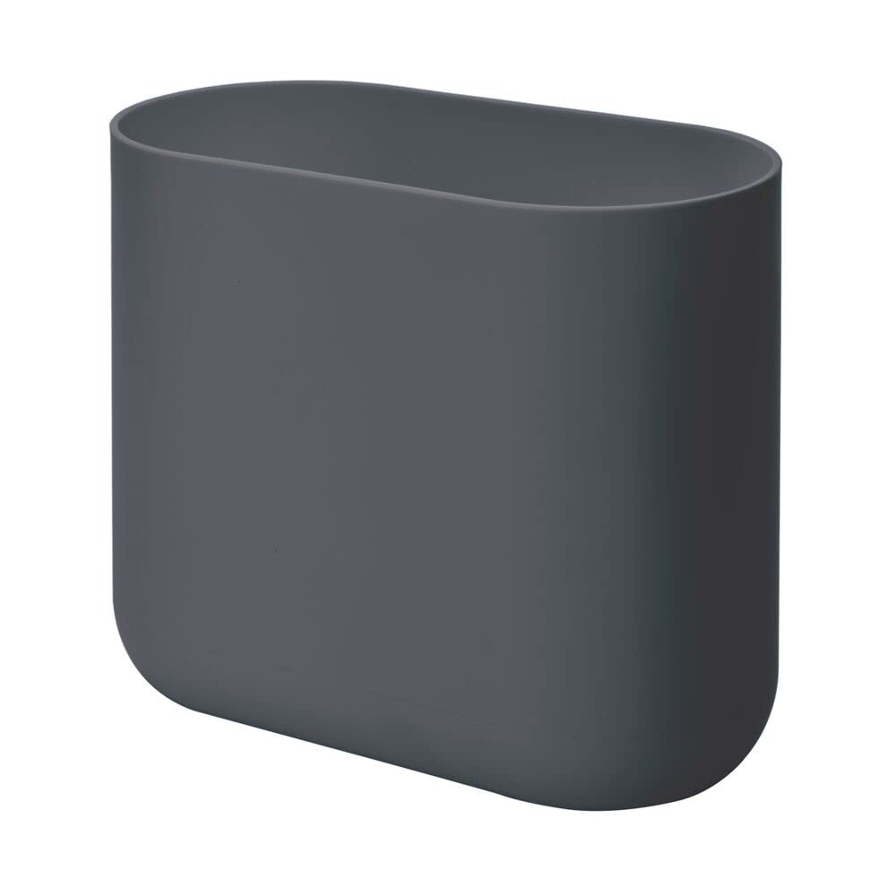 iDesign Cesta ovalada delgada de plástico reciclado, colección The Cade - 10.6 x 5.5 x 9.7 pulgadas, color carbón