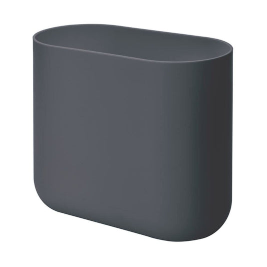 iDesign Cesta ovalada delgada de plástico reciclado, colección The Cade - 10.6 x 5.5 x 9.7 pulgadas, color carbón