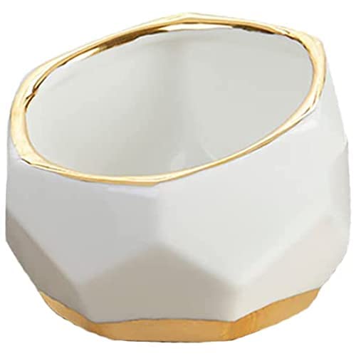 Kate Aspen 23262NA Macetas geométricas de cerámica Mini Cuencos Decorativos, hogar, habitación, Escritorio, decoración de Mesa, Talla única, Blanco, pequeño (Juego de 3)