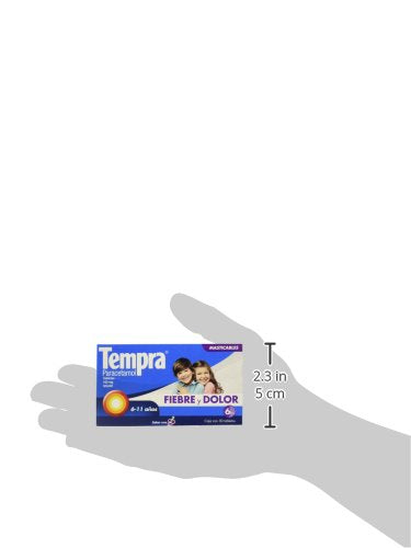 Tempra Tableta Masticable 160mg Fiebre y Dolor Sabor Uva Paracetamol caja con 30 tabletas