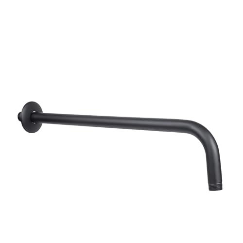 Dica 4552BRR.2 Brazo para Regadera a Pared con Chapetón, Brazo para Ducha de Acero Inoxidable 40 cm, Acabado Negro Mate