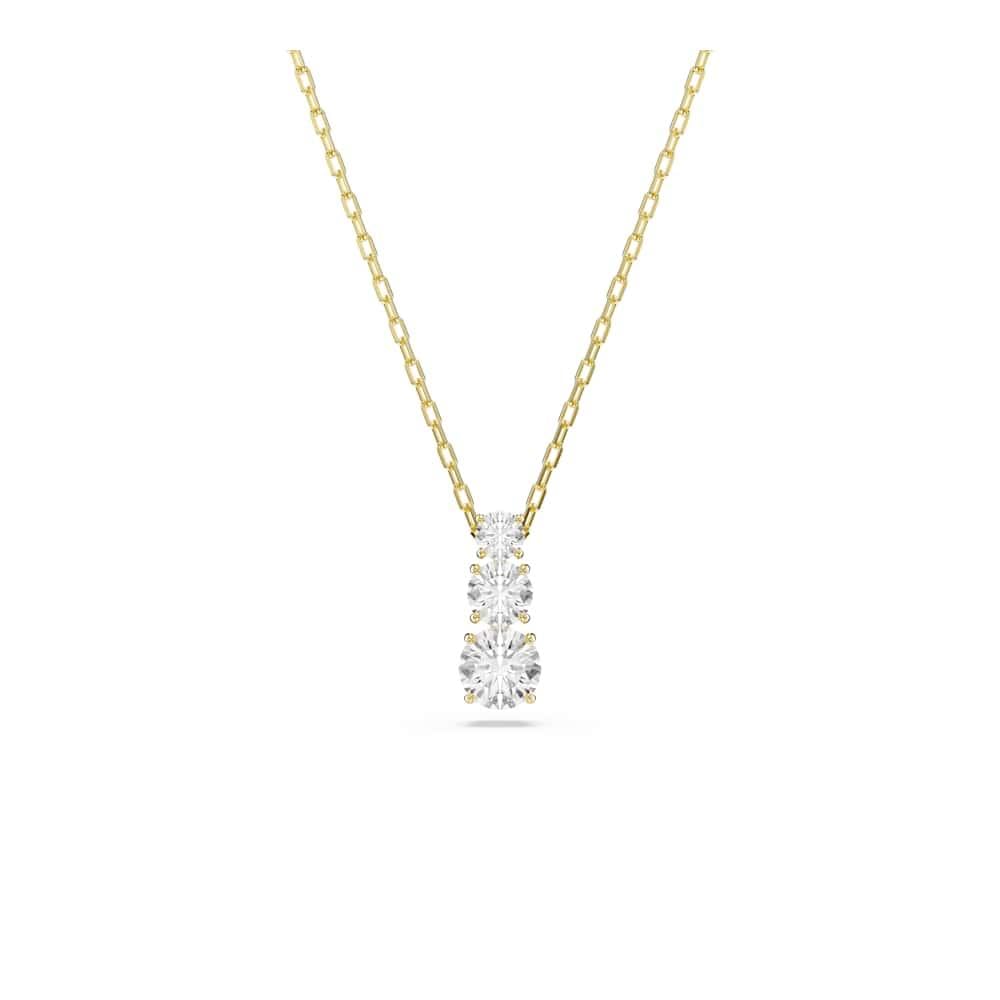 Swarovski Colgante Stilla Attract, Talla redonda, Blanco, Baño tono oro