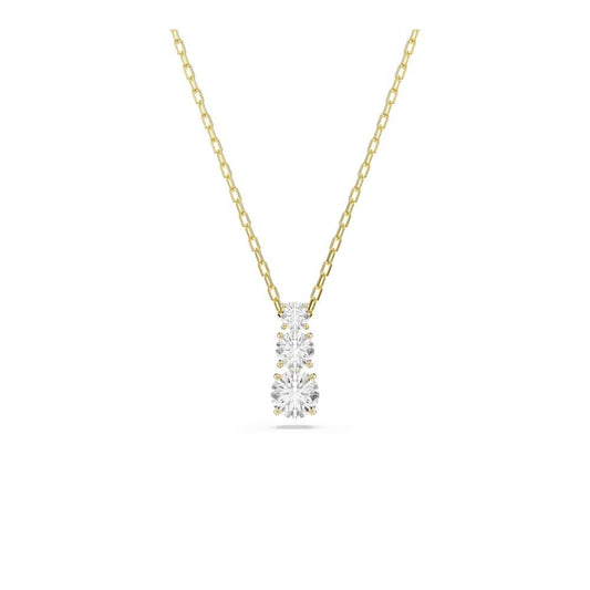 Swarovski Colgante Stilla Attract, Talla redonda, Blanco, Baño tono oro