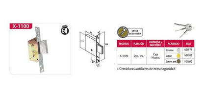 Cerradura Alta Seguridad X-1100 Cromo Tetra Phillips