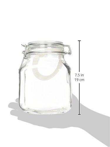 Borgonovo Primizie - Contenedor De Vidrio De 2L. Cristalería Italiana con Tapa Hermética Recipiente de Almacenamiento Alimentos Para Especias
