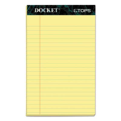 TOPS Docket Writing Pads, 5" x 8", Jr. Legal Rule, Canary Paper, 50 Sheets, 12 Pack (63350)