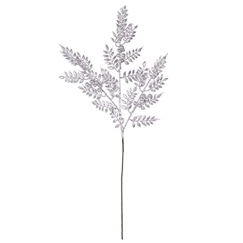 Fantasias Miguel Vara Follaje con Cerezas Diamantadas 89cm 1pz para decoración navideña Plata