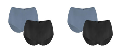Hanes Ropa Interior Invisible Mujer Paquete de 4 - 6 - Corte Completo - Azul Neblina, Negro